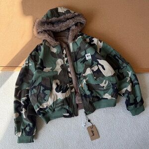 Stussy Camouflage Fleece-Lined Hooded Jacket